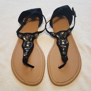 Torrid Black Gemstone Tstrap Sandal